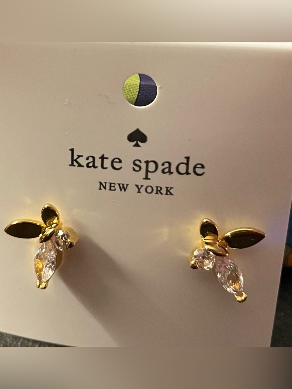 kate spade gold bee crystal stud earrings